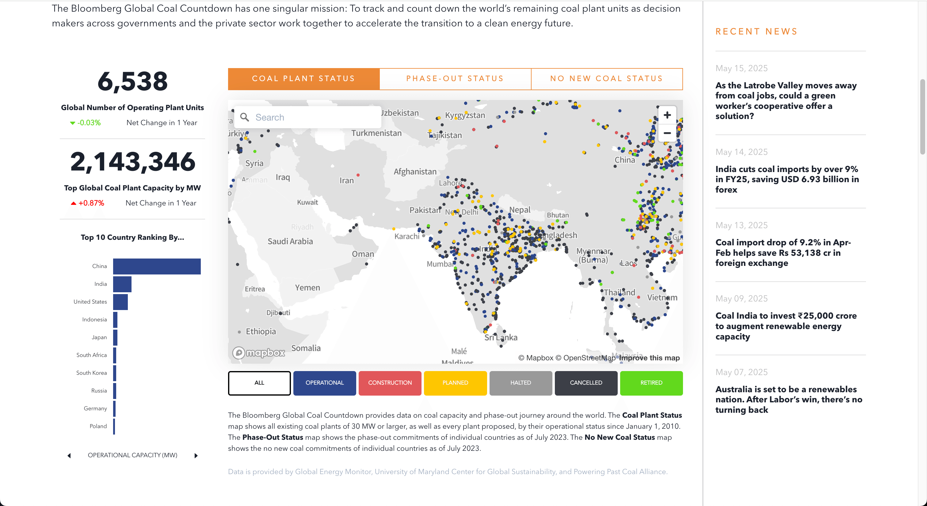 Bloomberg Global Coal Countdown project image